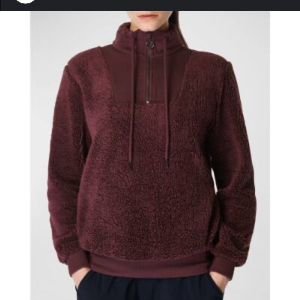 Sweaty Betty Sherpa Half Zip Sweatshirt / Faux Sherling Plush Texture